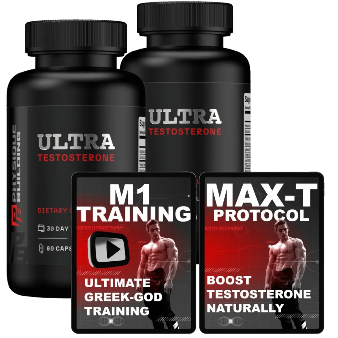Ultra Testosterone bottles with bonus training programs