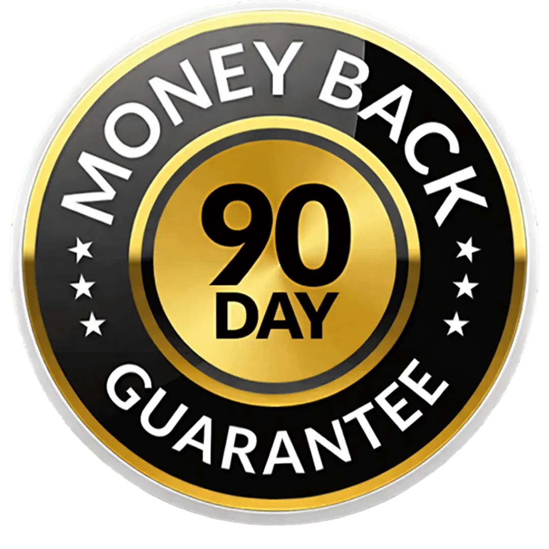 100% satisfaction 90-day money back guarantee badge